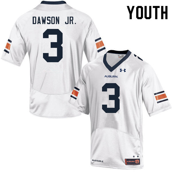 Youth #3 Tar'Varish Dawson Jr. Auburn Tigers College Football Jerseys Sale-White - Click Image to Close